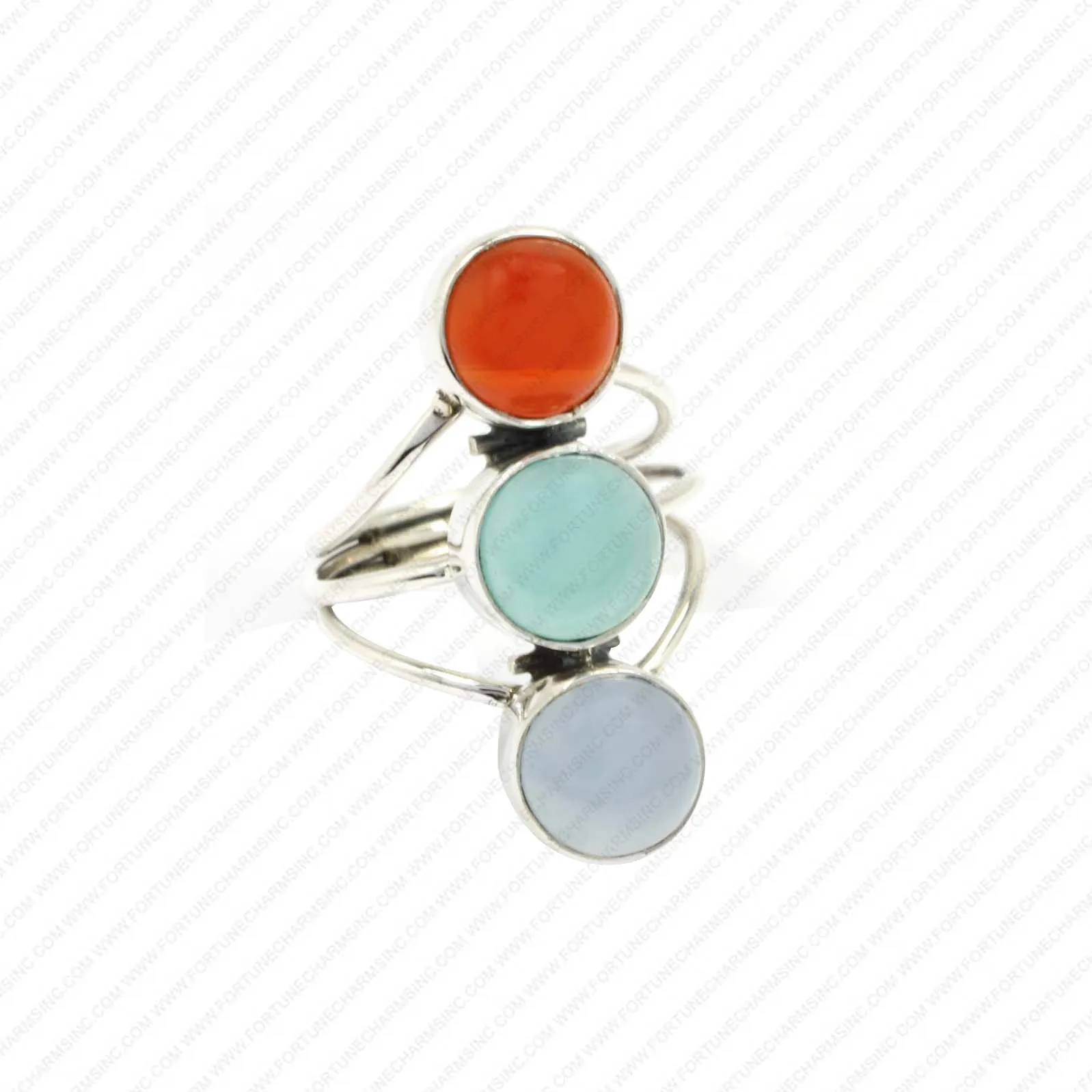 Wholesale Solid Handmade 925 Sterling Silver Ring With Red Onyx , Aqua Quartz , Blue Chalcedony Gemstone Ring. Wedding Ring Gift