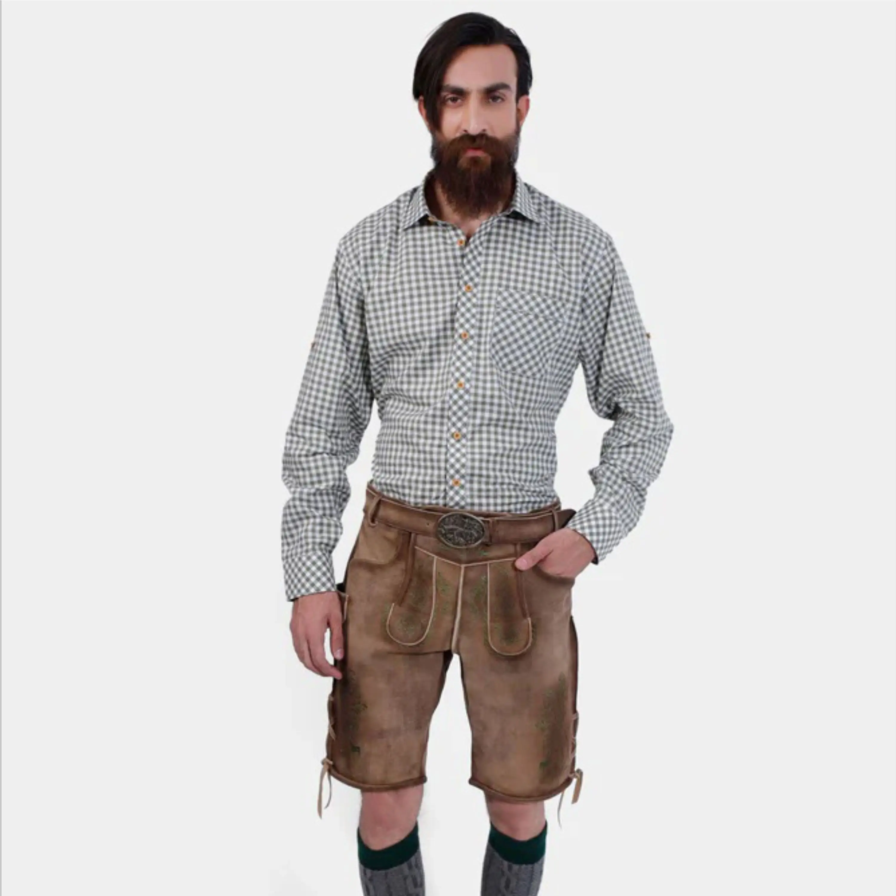 Traditional Bavarian Leather Shorts Customizable Lederhosen with Embroidery and Suspenders for Cultural Events and Oktoberfest