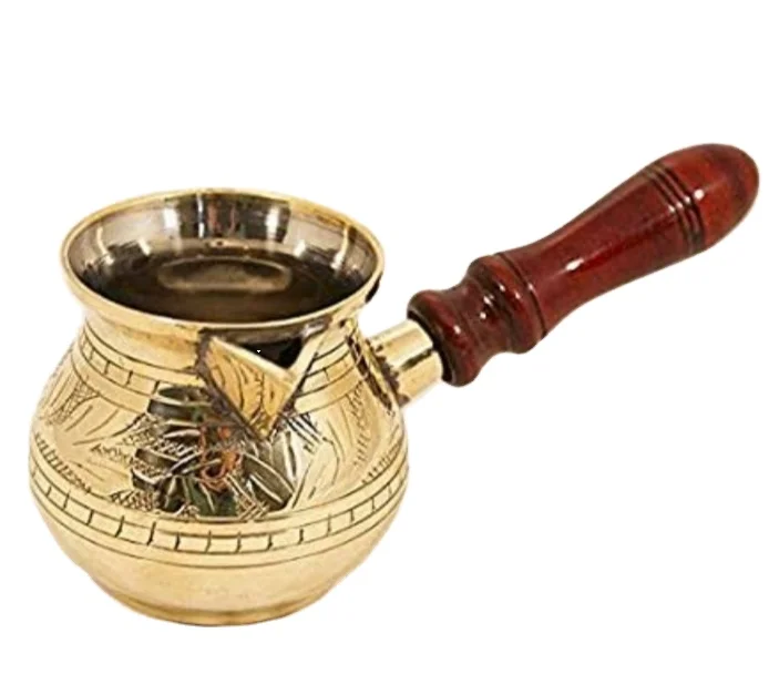 Classic Ottoman Design brass Colored 6-piece Turkish Coffee Set