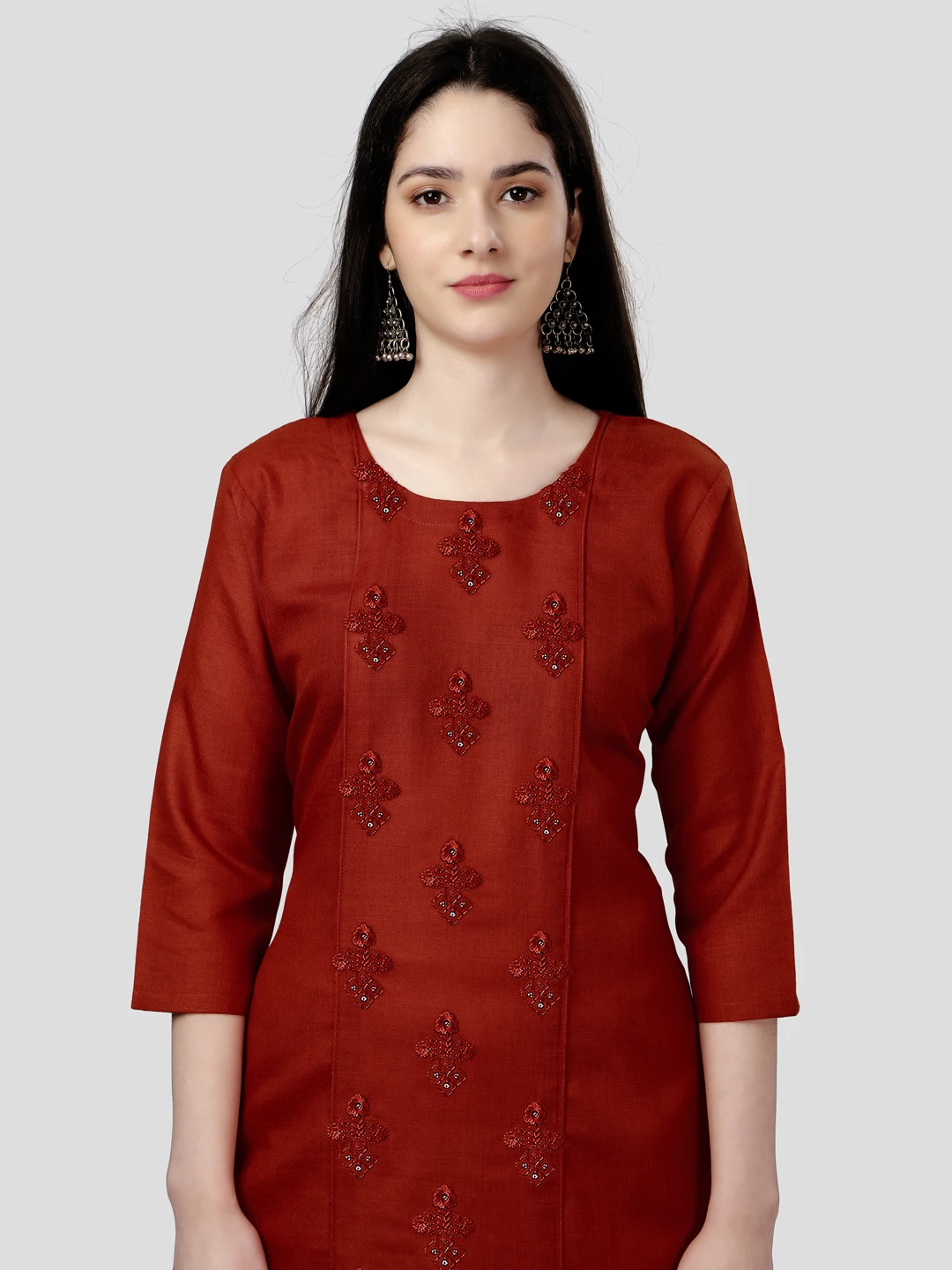 Fully Stitched Casual Cotton Magic Slub Kurti with Intricate Embroidery Work for Indian & Pakistani Fashion Made from Rayon