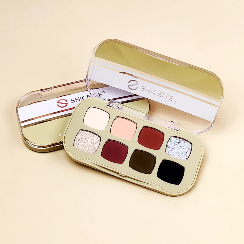 Maquillage 8 Color Green Box Metallic Glitter High Pigment Quality Eye Makeup Custom Eyeshadow Palette