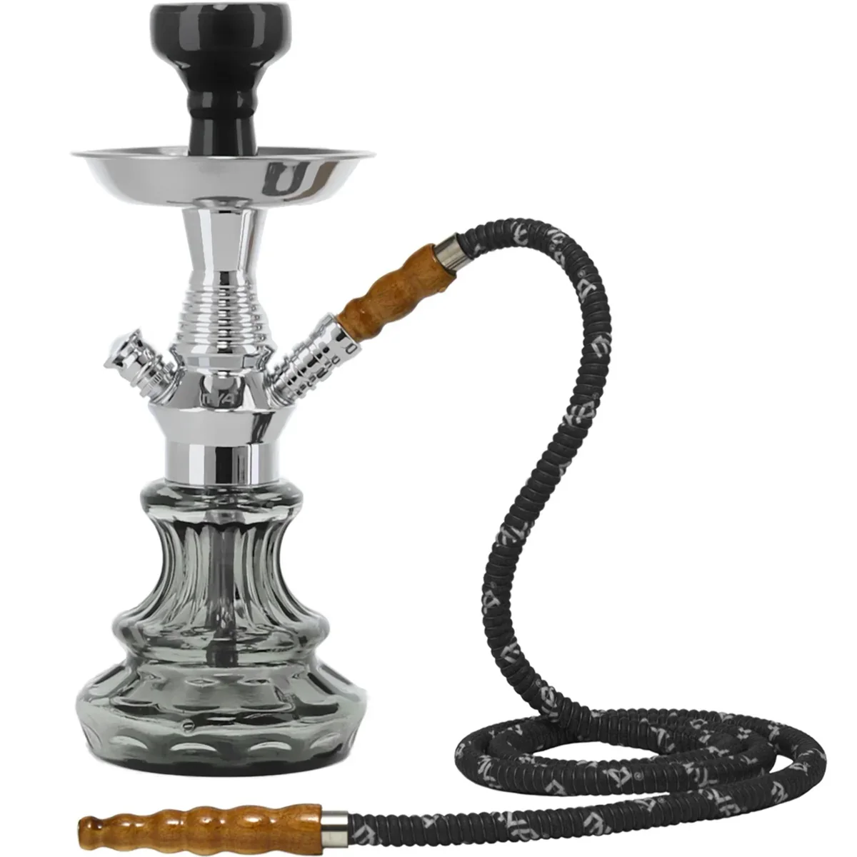 Wholesale Black Smoke Glass Egyptian Hookah Luxury Stainless Steel Glass Designer Hookah for Bars Tableware Smoking Hookah