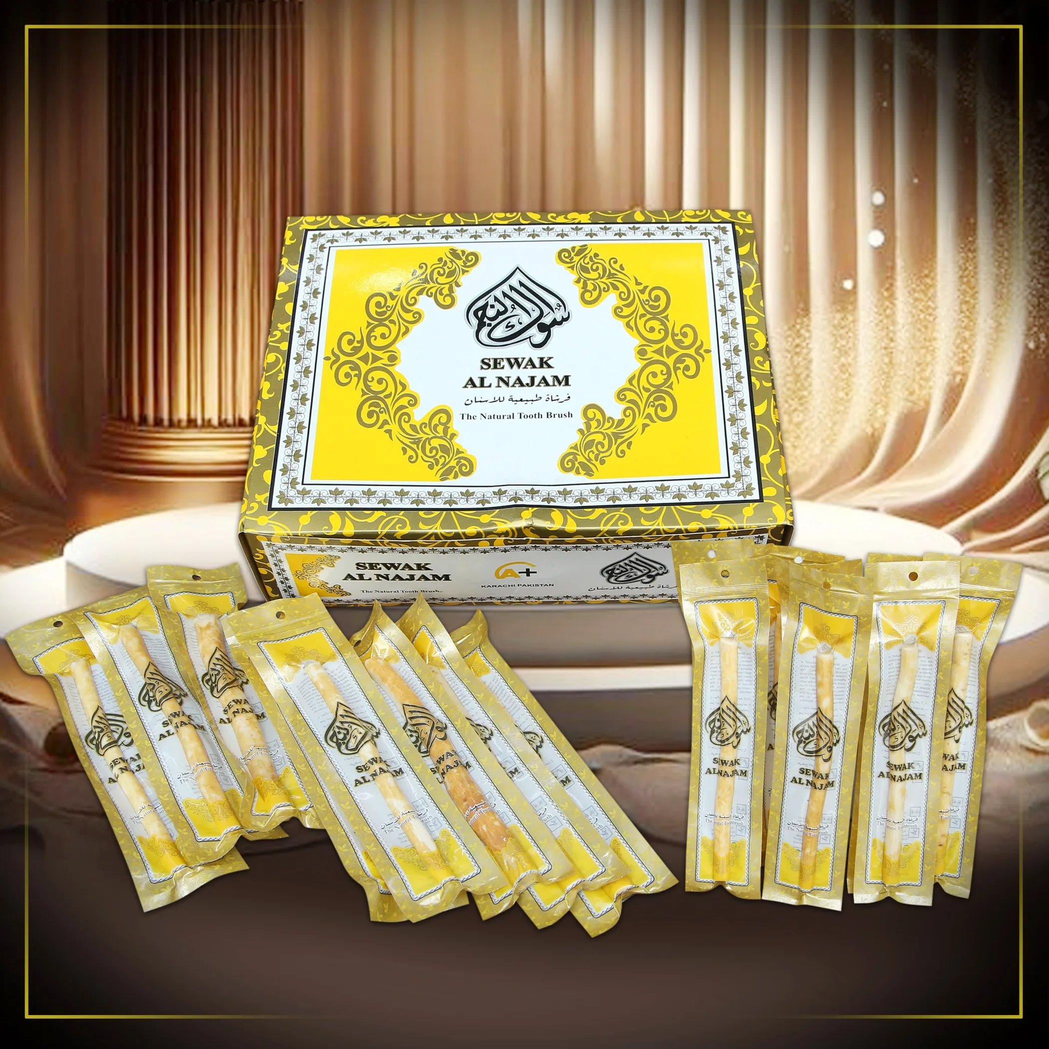 Sewak Al Najam натуральный лимонный аромат Miswak премиум качества для эффективного ухода за зубами предлагается по привлекательным рыночным ценам.