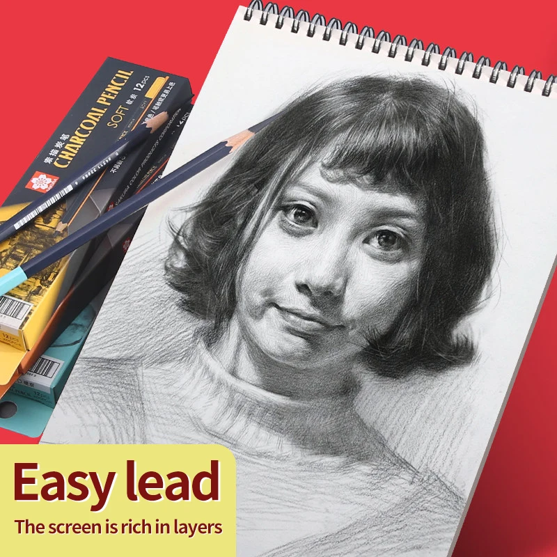 Sakura XDCPC -S black lead colour soft neutral hard Charcoal sketching wooden pencil for drawing and shading