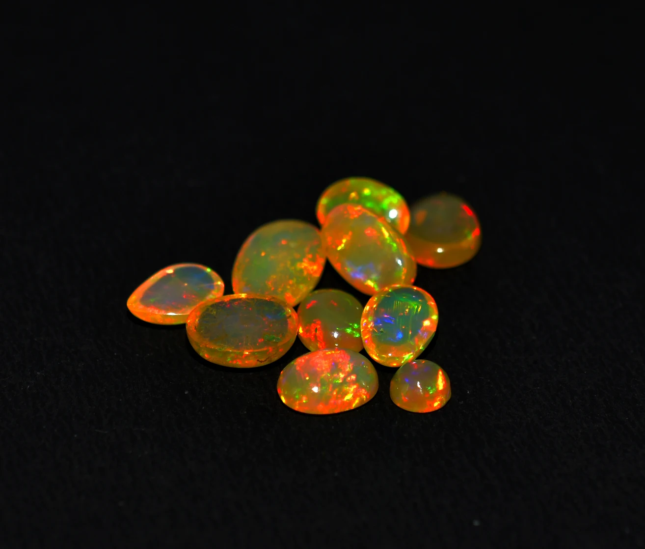 Ethiopian Opal Multi Fire Welo Cabochon Flat Back Natural Loose Gemstone Crystal Mix Sizes & Shape for Jewelry Pendant Necklace