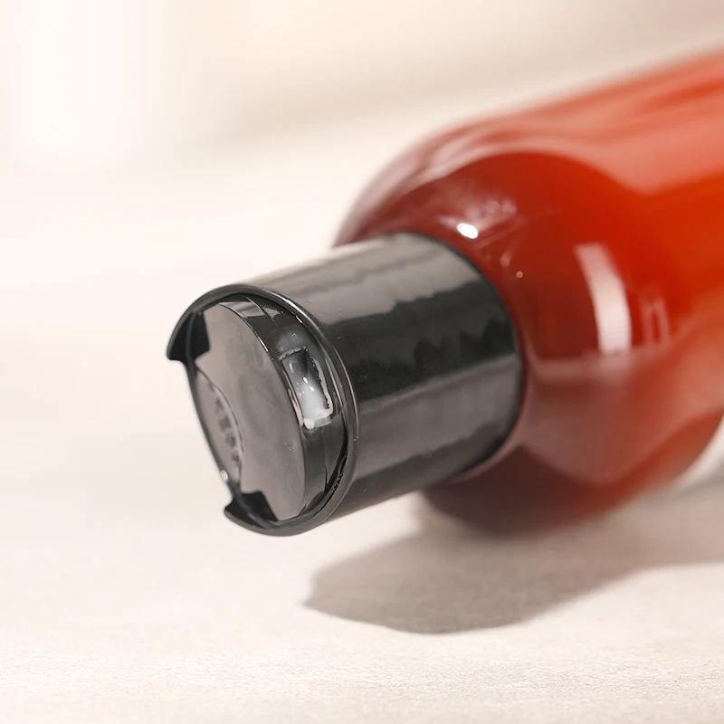 Cosmetic packaging bottles 2oz 4oz 8oz 16oz Plastic PET PCR Amber Cosmo oval bottle with Disc caps Custom logo printing