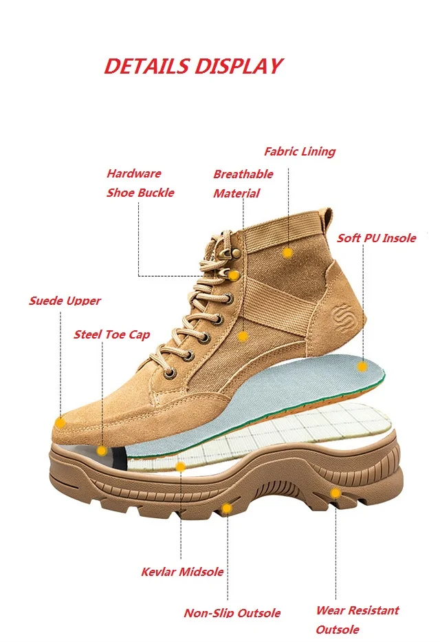 Customized industrial work boots safety shoes for men factory steel toe safety boot