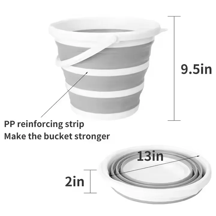 HYRI 10l Round Collapsible Portable Folding Cleaning Fishing Camping Beach Car Washing Outdoor Simple Carry Silicon Ice Bucket