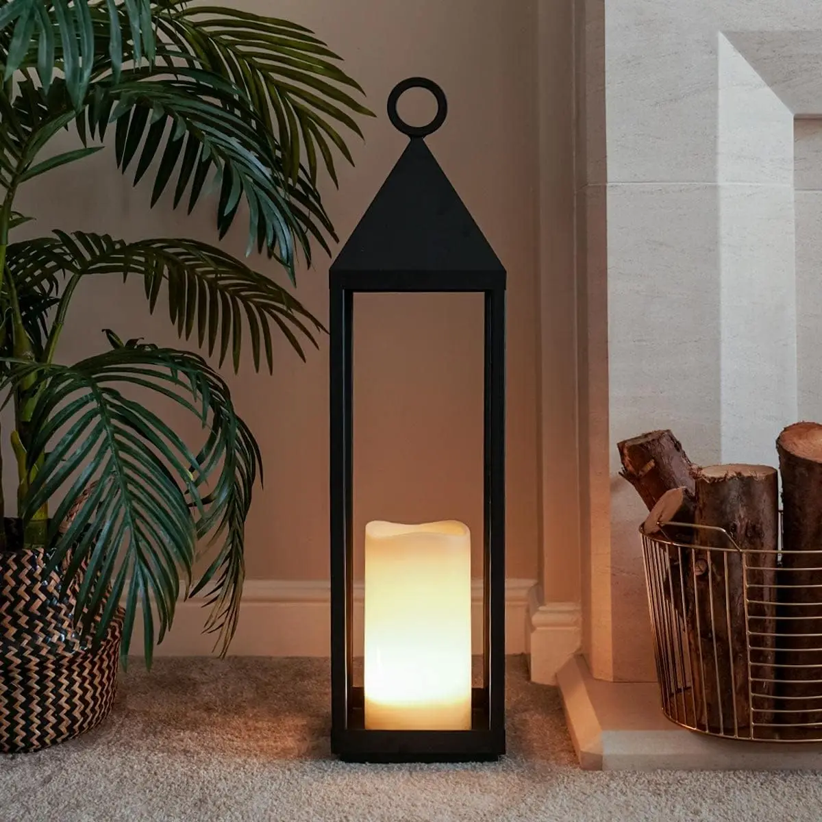 Festive Lights Outdoor Tall Oslo Candle Lantern  Black Frameless Decorative Led Light Garden Decoration At Reasonable Price