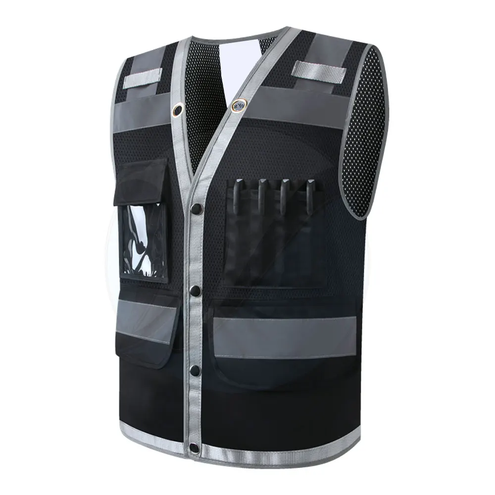 Custom Logo Reflective Safety Vest High Quality Protective Equipment Lightweight Hi Vis Workwear Jacket with Mesh Made Nylon
