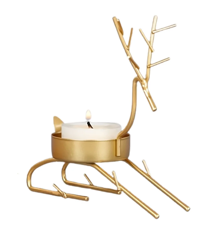 Reindeer Shape Wire Candle Holder Stand Factory Price Unique Christmas Decorative Ornament Shelf & Table Decor High Quality
