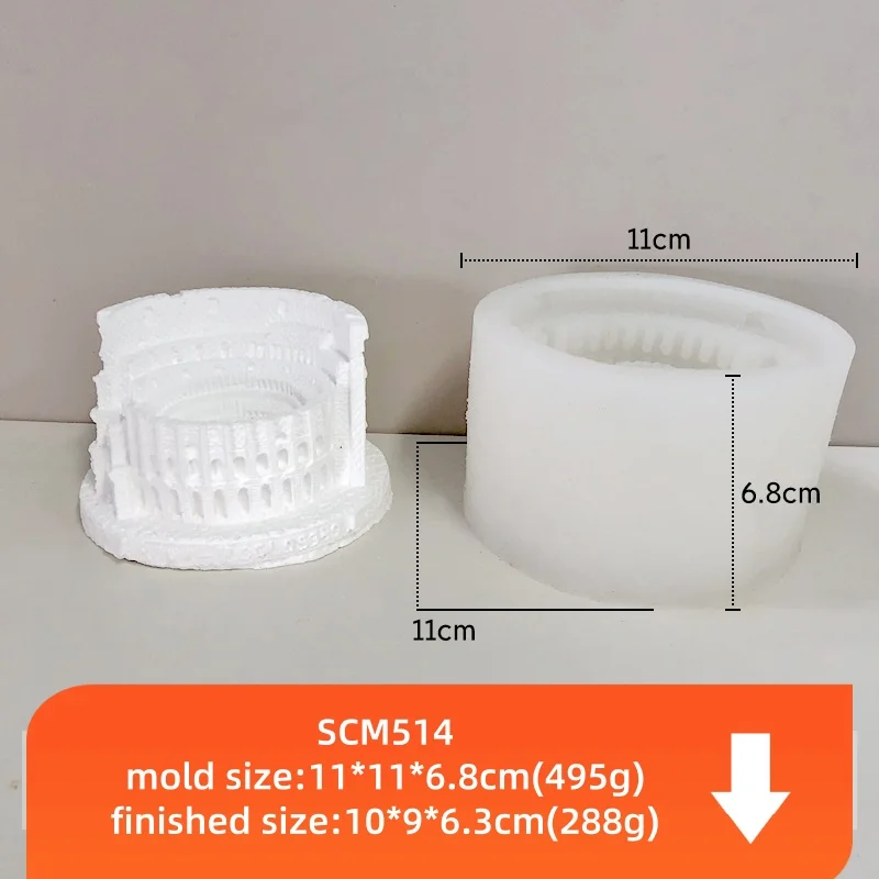 Modern Plaster Sculpture Relief Colosseum Building Incense Burner Home Decoration Creative Living Room Aromatherapy Figurines