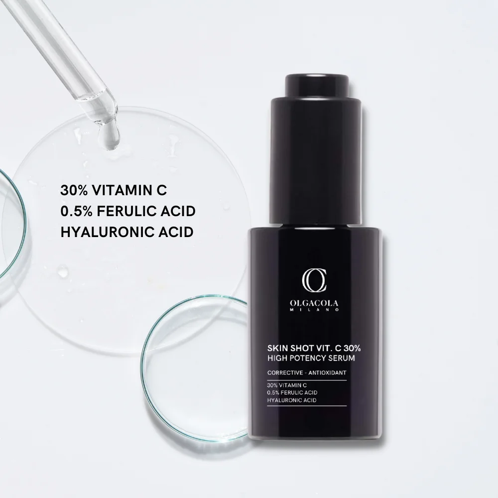 Vitamin C 30% Hyaluronic Acid Ferulic Acid Vit E facial Serum Antioxidant Whitening Anti Aging Vegan Organic Italian