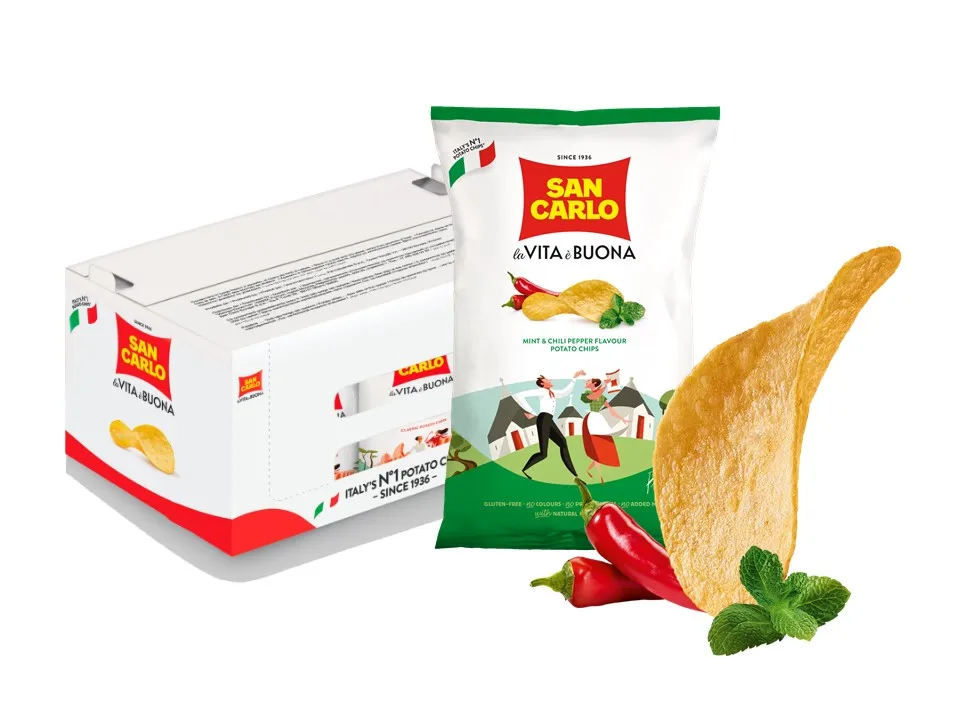 San Carlo spicy and fresh italian potato chips mint&chili flavor gr 150 regional taste