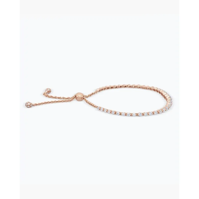 Lab Grown Diamond Semi-Half Bracelet 10k 14k 18k Gold White Yellow Rose Bracelets Custom Gift for Women Make to Order HPHT CVD