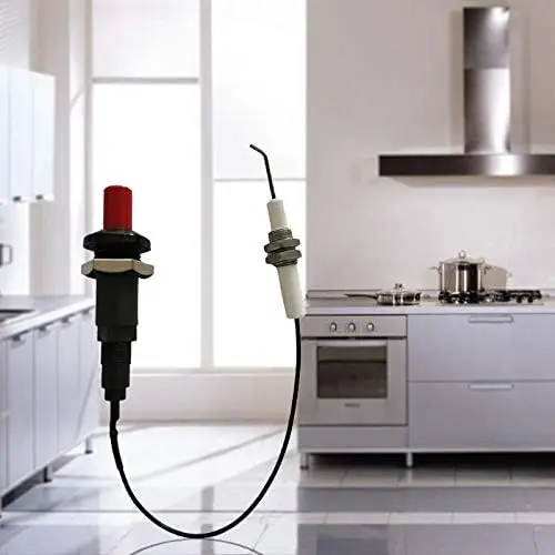 Button Piezo Igniter Kit Gas Gril,Heater Safety Kit Thermocouple 11.8 inches (30 cm) Piezo Spark Ignition Set Thermocouple