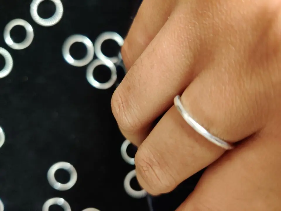 3 Pcs 925 Sterling Silver Hammered Minimalist Stack Rings 3.3 Gms 2mm Slim girl band Ladies Natural Curve hammered plain Rings