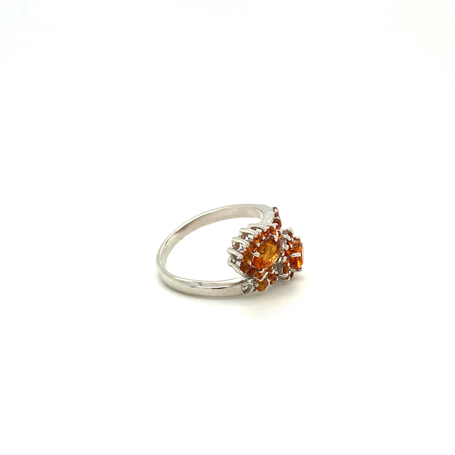 Handmade S925 Sterling Silver Citrine Ring with Silver Plated Claw Setting Adjustable Size for Wedding Party Anniversary