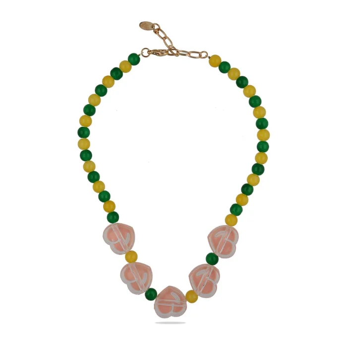 Latest Mint Color Western Mala in Gold finish CNB27944 Yellow and Red Pearls Gold Plated Western mala Collection 2022