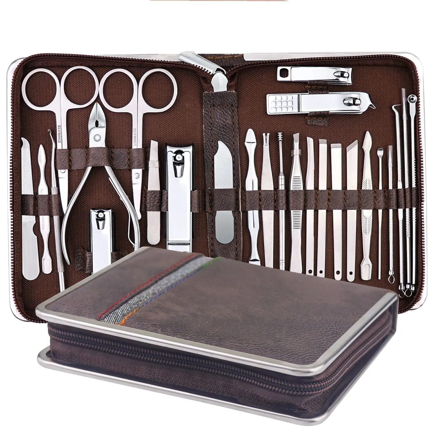 Top selling Manicure Set Manicure Set High End Luxury Ladies And Men Manicure Set With Glitter PU Case
