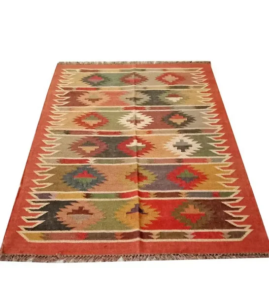 Bohemian Kilim Vintage Multi Color 100% Wool Jute Handmade Woven Carpet Wedding Event Decor Floor Area Hallway  Embroidered Rug