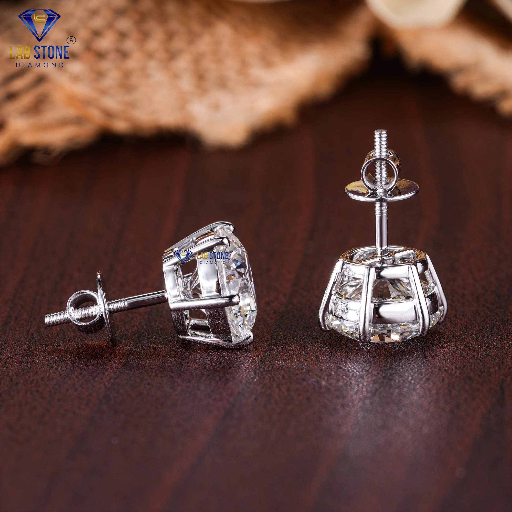 2.38 TDW Round Cut Diamond White Gold Earring by Labstone / Where Beauty Resides / EF-VS Colour