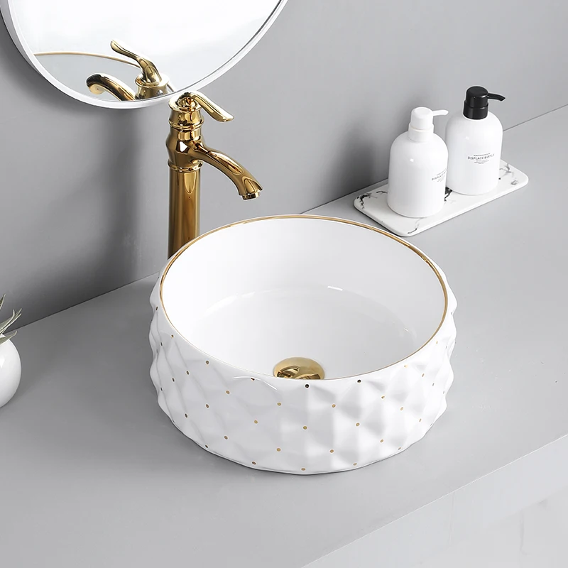 Islamic Modern Luxury  Sanitary Ware Washbasins Bathroom Electroplated Art Basin Wash Basin Sink