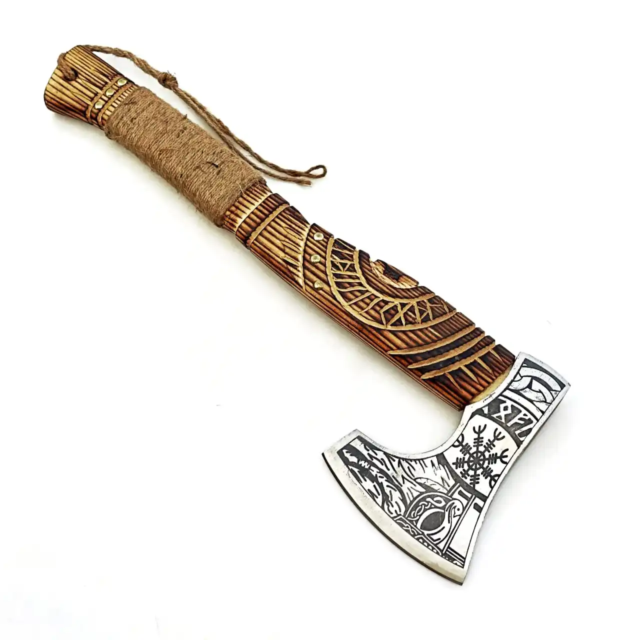 High Quality Custom Hand Forged Damascus Tomahawk Axe Industrial/DIY Grade Hunting Hatchet with Leather Sheath and Wood Handle