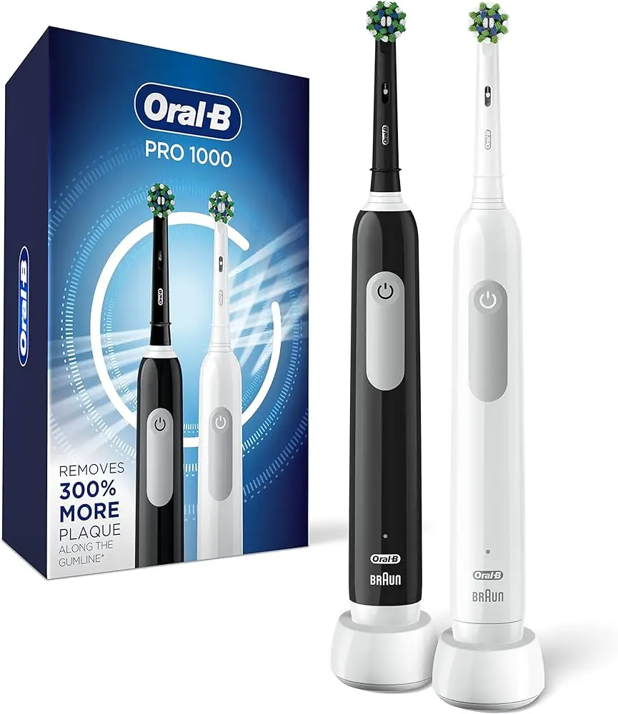 Oral-B Pro 1000 Rechargeable Electric Toothbrush, Black with Pressure Sensor, 3 Modes