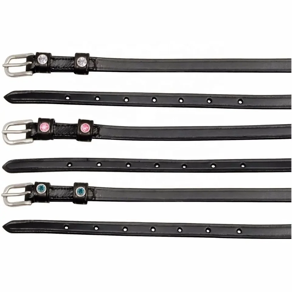 ENGLISH SPUR STRAPS MADE ON LEATHER OR PATENT WITH CRYSTAL FANCY BUCKLES AND KEEPERS
