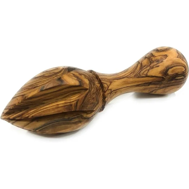 Unique Handmade Olive Wood Citrus Juicer Reamer for Lemon Lime - Solid Dark Grain Wooden Squeezer