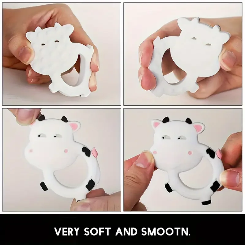 Silicone Baby Teether Toy  Baby Cute Cow Teether Teething Toy For Infant Boys Girls