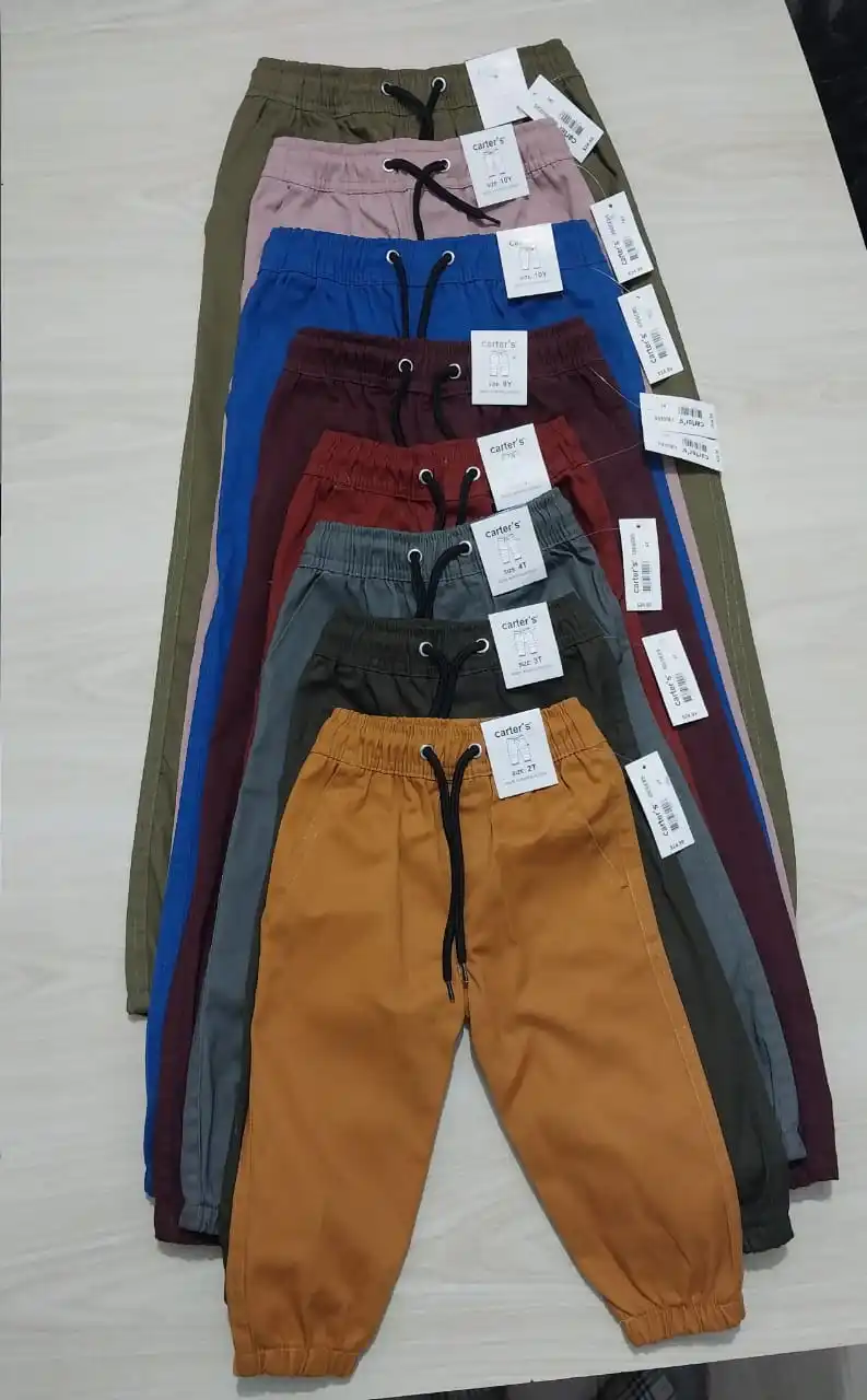 New arrived boys joggers solid pattern casual wearable boys joggers with drawstring boys full pant soft