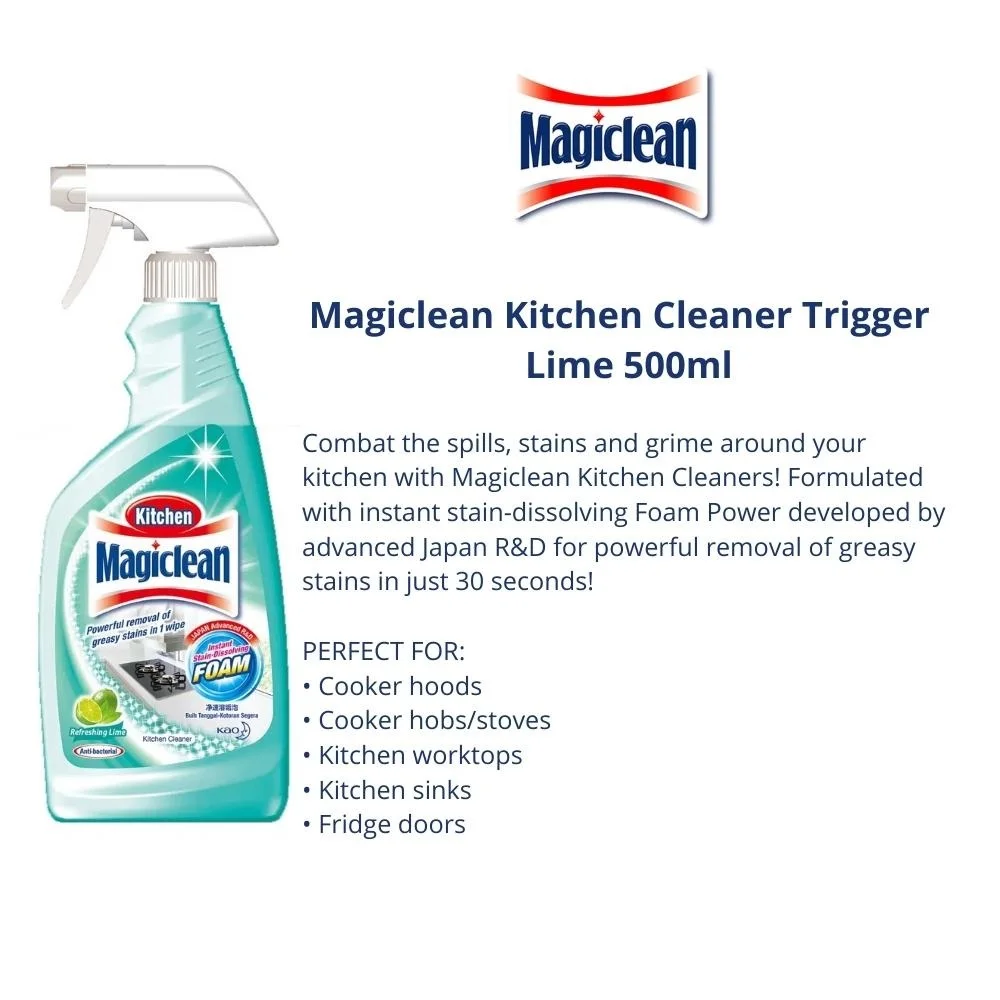 Top Sale Japan Technology Household Cleaning Detergents Liquid Powerful Magiclean Lime Scent Kitchen Cleaner Trigger 500ml