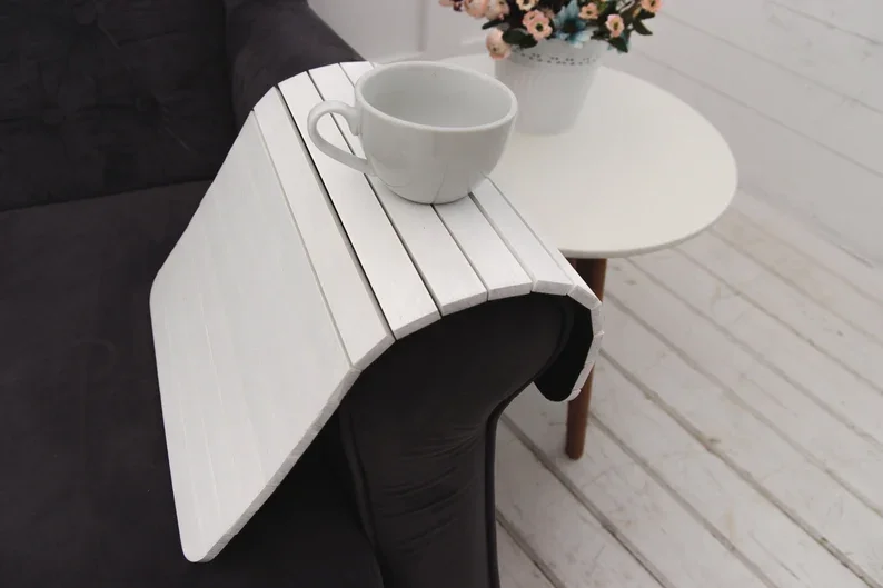 Wood Placemat Arm Chair Caddy Couch Arm Table Sofa wood Tray