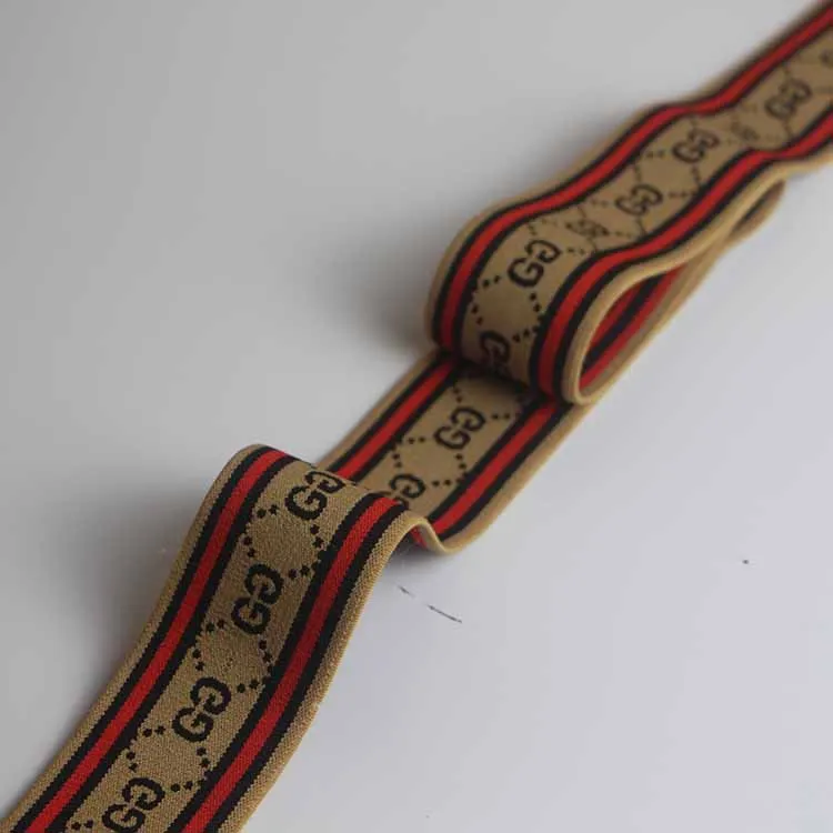 Custom Fashion Label Nylon/polyester Knitted Jacquard Ribbon Soft Elastic Band for Underwear Boxer Waist Band Belt Custom Logo