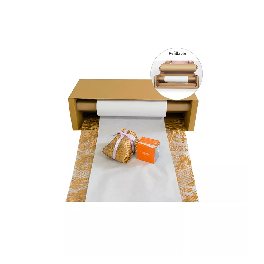Fully Recyclable Eco-Friendly  Honeycomb Wrap Paper With Cardboard Dispenser Roll Biodegradable For Packing Moving