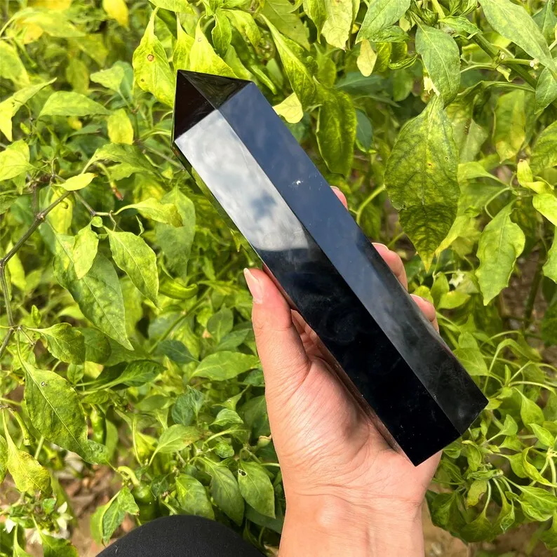 Factory Sale Natural Black Obsidian Tower Polished Healing Crystal Obelisk Love Quartz For Meditation And Decoration
