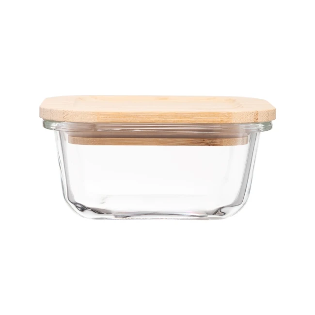 Nikko Modern Design 320ml Square Glass Food Storage with Bamboo Lid Multifunctional Injection Technics Hot Item