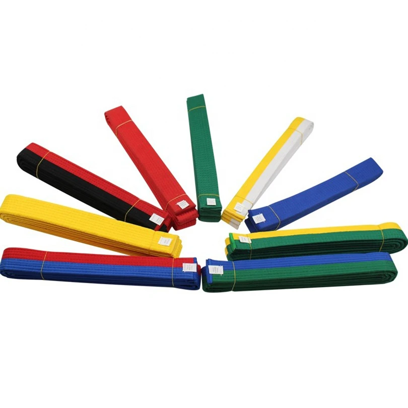 High Quality Solid White Striped Border And Patterned Mid Customized Martial Arts Equipment Karate Belts