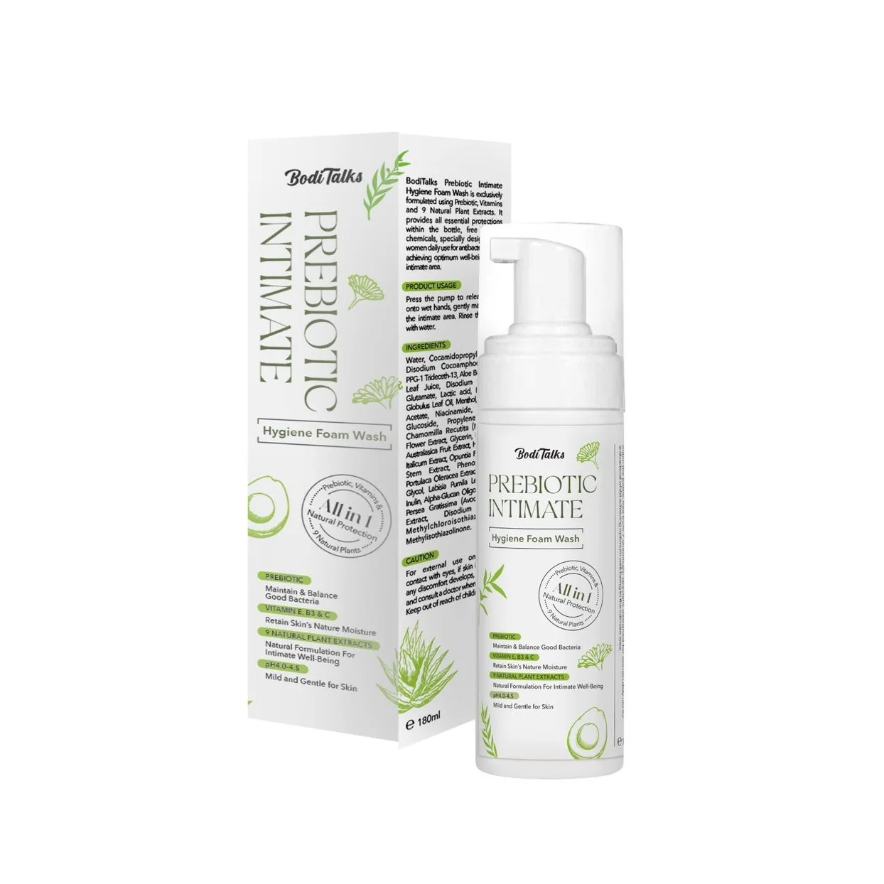 Intimate feminine hygiene wash vaginal wash natural feminine hygiene prebiotic vitamins E C B3 Made in Malaysia