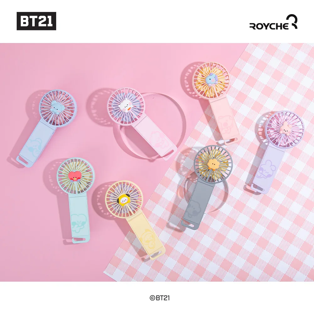 BT21 Portal Dual Blade Handy Fan Mini Table and Handheld Foldable USB Charging Fans