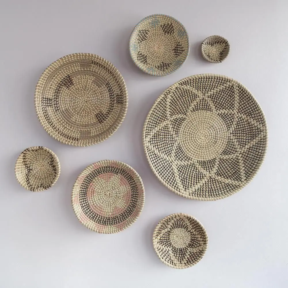 100% Handmade OEM Feature Classic Home Garden Supplies straw Scandinavian Top New handwoven plates seagrass wall hanging