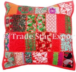 Bohemian Pillow Cover Traditional Beaded Khambadia Cushion Cover Patch Work Beautiful Mirror Work Best Home decor Pillow Cover