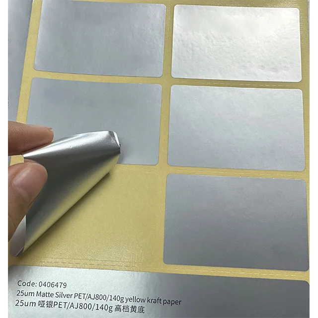 lizheng Silver Metallized Roll Labels waterproof self adhesive sticker paper jumbo rolls sticker paper for inkjet printer
