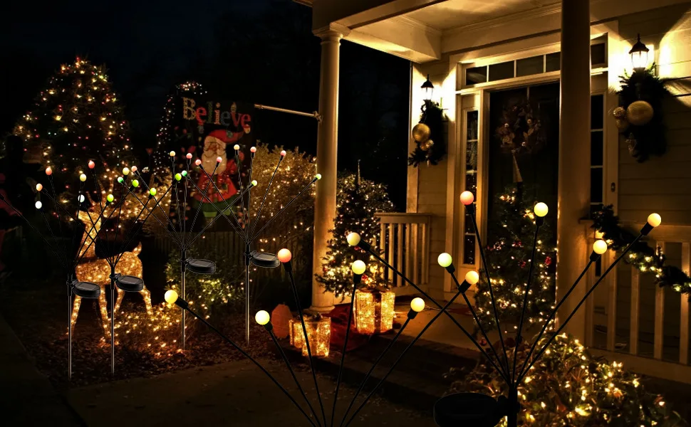 6/8/10 Heads Leds Solar Powered Swaying Firefly Light Waterproof Light Outdoors Garden