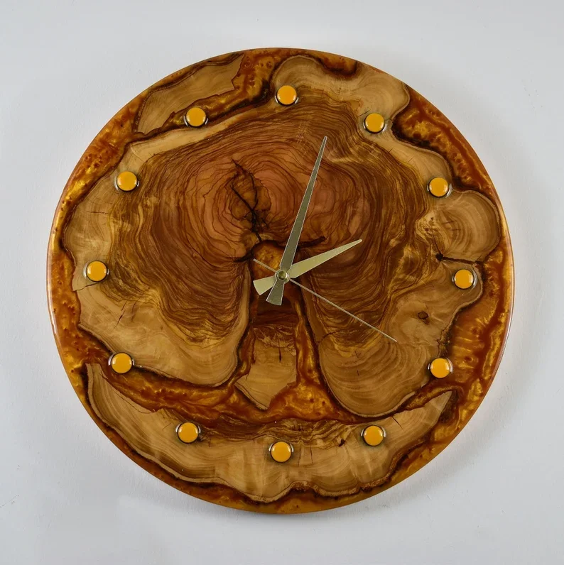 Triangle Shape Epoxy Resin & Cracked Wood Best Quality Unique Design Wooden Wall Clock/Wall Watch