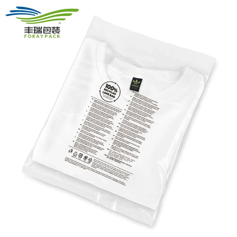 Custom Clear PCR Transparent PE Post Consumer 100% Recycled LDPE Polybags Clothing Bags With Plastic Drawstring Bag Package