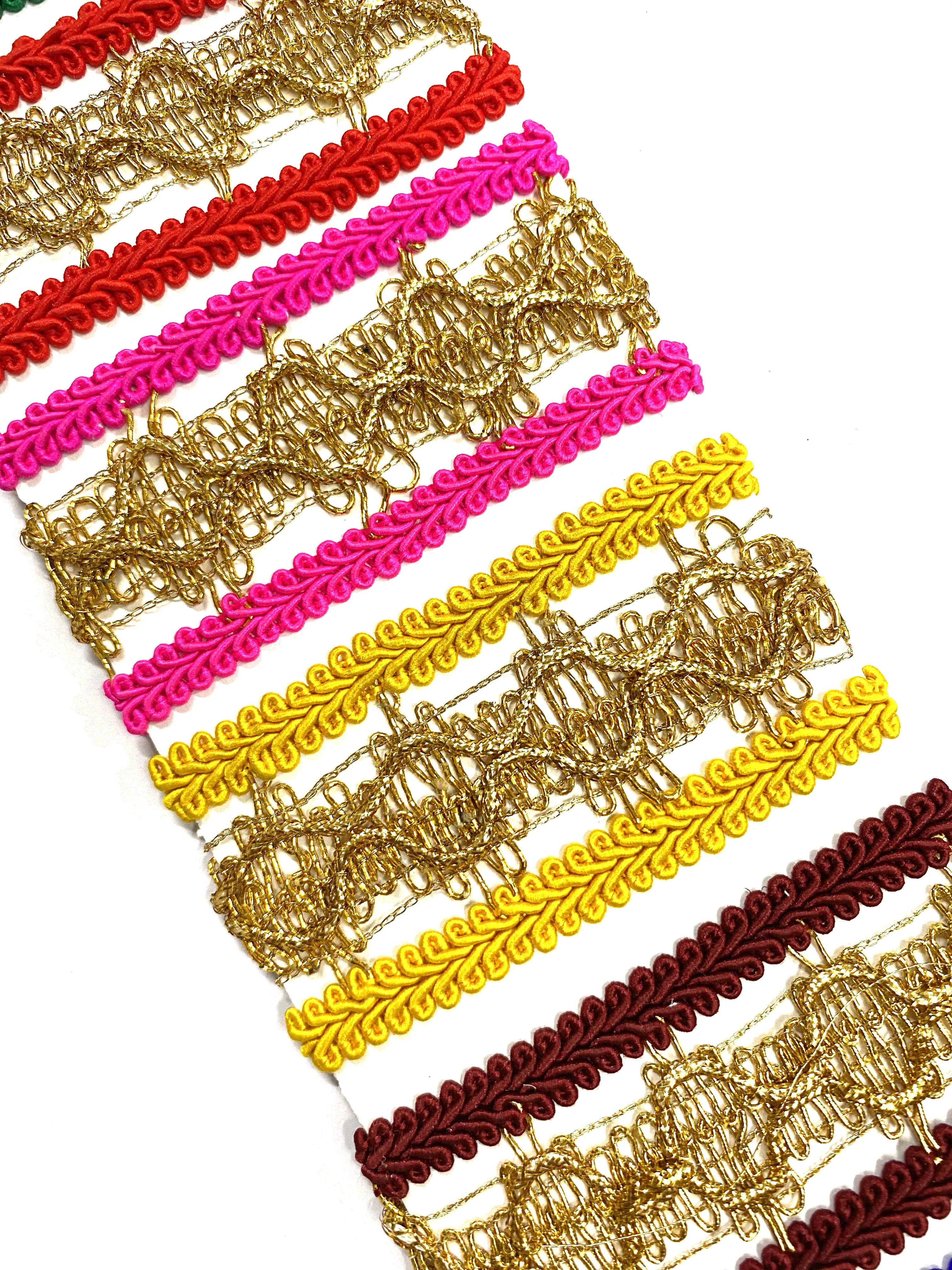 5 mm round polyester metallic mix lace trimmings for carnival cloths