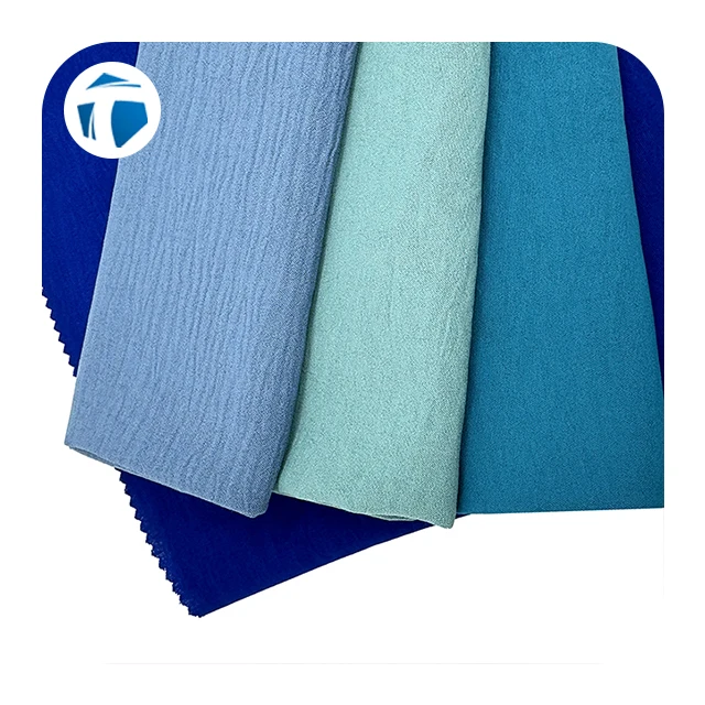 Customize textile materials Crinkle fabric Plain color Dyed 100% polyester woven cey crepe airflow fabric